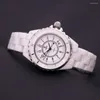 Wristwatches Turning Ring Luxury Zirconia Ceramic Men's Watch Women's Japan Quartz Fine Fashion Couple's All Steel Hours Girl Gift Box