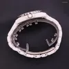 Montres-bracelets Tournant Bague De Luxe Zircone Céramique Montre Pour Hommes Femmes Japon Quartz Fine Mode Couple Tout En Acier Heures Fille Coffret Cadeau