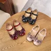 Sneakers Kid Sandals for Girls Princess Shoes Fashion Solid Color Bar Bow Little Leather Toddler 231030