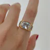Con anillo llamativo de banda Geo de oro de 18 K, joyería para mujer, diseñador T Show Club, fiesta de cóctel, raro Japón coreano 211217321N