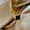 Pendant Necklaces Pendant Necklaces Newest Designer Women's Chain Necklace Leaf Clover Pendant Long Double-sided Black White Jewelry Autumn and Winter XM89