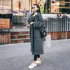 Women's Wool Blends Vintage Plaid Striped Mid-Length Woolen Coat Women Winter Thicken Korean Loose Double Breasted Streetwear Wool Blend Overcoats 231030