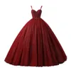 Robes De Quinceanera Princesse Rouge Spaghetti Sangle Perles Appliques Chérie Robe De Bal À Lacets Grande Taille Doux 16 Débutante Fête D'anniversaire Robes De 15 Anos Q10