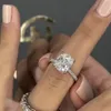 Luxury 925 Sterling Silver 4CT Simulated Diamond Wedding Engagement Cocktail Women White Topaz Band Rings Set Fine Jewelry214i