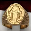 Vintege Punk Fashion Rings For Men Rock Virgin Mary Hand Pattern Memento Character Design Gold Color Retro Ring 03T754270B