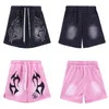 AFB3 Hellstar Designer Footed Offset Print Flower Casual Shorts Draw Rope Metal Button Sport Quinto Pantaloni D1