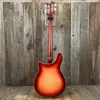Custom 4005 4-струнная электрическая бас-гитара Fire Glo Cherry Sunburst с полым корпусом, одно F-отверстие, шахматная доска, переплет, глянцевый лак, накладка на гриф, швабра, треугольная инкрустация