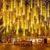 زينة عيد الميلاد 3050 سم LED LED Meteor Shower Lights for Garland Tree Devinative Xmas Colorful Outdoor Fairy Navidad 231030