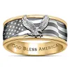 Pulseira de anel masculino Golden Wings Flying Eagle Série de anéis masculinos dominadores