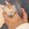 Cluster-Ringe, kreative Kies-Reis-Perlen für Frauen, Temperament-Charme, übertrieben, einzigartiger Schmuck, Strandurlaub, Mode-Accessoires
