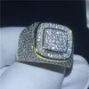 Belle bague Hip Hop pour hommes, 274 pièces, réglage pavé, 5A Cz, or jaune rempli, argent 925, bague de mariage pour hommes, bijoux de fête 223a