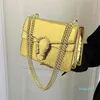 Sac à bandoulière en cuir brillant pour femmes, petit carré avec chaîne à rabat, Double miroir, visage, magasin tendance, 2023