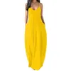 Sukienki swobodne 2021 Summer Kobiety Plus Size Dresse Seksowne damskie rękawy w dekolcie Spaghetti Strap Sundress Ladies Solid Kolor 2030