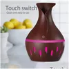 Essential Oils Diffusers Oil Diffuser 300Ml Wood Air Humidifier Purifier With Grain Shape 7Colors Changing Led Lights For Office Dro Dh6Nk