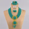 Orecchini Collana Aqua Blue Set di gioielli africani Set di nozze nigeriani di cristallo per donne 6CLS012713