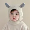 Berets 2023 Baby Balaclava Hats 0-3 Years Boys Girls Bonnet Winter Warm Thicken Kids Infant Cute Ears Knit Children Beanie
