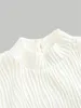 Kvinnors T -skjortor Elegant Mock Neck Flare Sleeve Crop Top Tee For Women Spring Solid Preppy Style White Long Shirt Streetwear 2023 Y2K