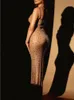 반짝이는 등이없는 맥시 여성 섹시한 패션 스파클 스파게티 클럽 파티 여성 우아한 긴 드레스