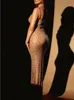 Glitter See through Backless Maxi Women Sexy Fashion Sparkle Spaghetti Club Party Ladies Abito lungo elegante