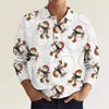 Polos para hombres Lindo Festival de Navidad Gráfico 3D Polo de manga larga para ropa para hombre Moda casual fresca Camisas de solapa para hombre Tops cómodos 231030