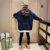 Jackets Winter Kids Thick Warm Denim Jacket For Girls Big Pocket Lambswool Parkas Children's Clothes Teenage Blue Jeans Outwear Coats