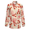 Women's Blouses Red Lobsters Blouse Coastal Coral Elegant Printed Women Long Sleeve Korean Fashion Shirt Summer Oversized Top