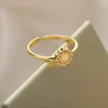 Cluster Ringen Mode Gouden Kleur Paar Zonnebloem Vintage Ring Eenvoudig Ontwerp Vinger Voor Vrouwen Meisjes Bruiloft Elegante Sieraden Gift