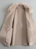 Wełniane mieszanki damskiej CXFS prawdziwy futra płaszcza zimowa kurtka Kobiety naturalny futra kołnierzyka mankiety pasek kaszmirowy wełniany wełniany damski odzież streetwearu 231030