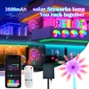 Julekorationer Solar LED Fireworks Lights RGBIC Color Changing Strip Light Music Sync Waterproof Wall Lamp med fjärrkontrolldekor 231030