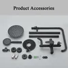 Bathroom Shower Heads Matte Black Round Faucet Set Rainfall 3 Functions Brass Wall Mount Cold Water Mixer Bathing Crane 231030