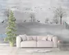 Fonds d'écran Nordic Minimal Elk Flying Birds Forest Papier peint personnalisé Salon TV Toile de fond Canapé Mur Chambre Murales Papel De Parede