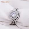 Newshe 1 9 Ct 2 Stuks Solid 925 Sterling Zilveren Trouwring Sets Engagement Band Mode-sieraden Voor Vrouwen JR4844 wzw2672