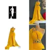 Robes de bal 2023 Oct Aso Ebi arabe jaune sirène robe de bal dentelle perlée soirée formelle fête deuxième réception anniversaire fiançailles G Otzfe