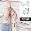 Tatuaggi temporanei 8 pezzi / lotto adesivi per tatuaggi succhi di erbe semi permanenti duraturi donne impermeabili pianta del sudore inchiostro fiori di rosa 220930 Dhr7U
