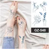 Tatuagens temporárias 8 pçs / lote suco de ervas tatuagem adesivos semi permanente duradoura mulheres à prova d'água suor planta tinta rosa flores 220930 dhr7u