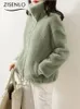 Jaquetas femininas de pele falsa para mulheres jaqueta quente com zíper acolchoada dupla face de lã gola alta casaco moletom 231031
