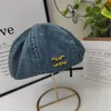 Demin Berretti Moda Autunno Versatile Cappello da artista Casual Lettera Ce Cappello ottagonale