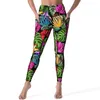 Women's Leggings Leaf Print Sexy Abstract Leaves Work Out Yoga Pants Push Up Elastic Sports Tights Pockets Sweet Design Leggins