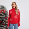 Swetry kobiet Wsevypo Snowflake Jacquard Christmas z długim rękawem Turtleeck Knit Pullover Fall Winter Lose Skoczki