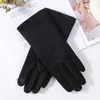 Fingerless Gloves Winter Plus Velvet Thick Suede Leather Sports Ski Cycling Warm Mittens Woman's Full Finger Touch Screen Driving Gloves R90L231017