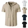 Men's Casual Shirts Men Summer Sleeveless Hoodie Tops Loose Oversized Clothing Fashion Comfortable T-shirt For Male Henley Shirt