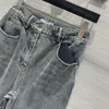 Designer Jeans 2023 Nieuwe Herfst Winter Mode Panelen Rechte Broek Merk Dezelfde Stijl Luxe Dameskleding 09FI