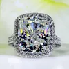 Grote Sieraden Vrouwen ring kussen gesneden 10ct Diamant 14KT Wit Goud Gevuld Vrouwelijke Engagement Wedding Band Ring Gift246K