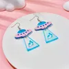 Dangle Earrings YAOLOGE Dazzling Flying Saucer UFO Long Pendant For Women Acrylic Creative Laser Exaggerated Ear Jewelry Party Gift