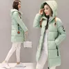 Mulheres para baixo parkas inverno quente midlength windbreak com capuz parka impressão casacos de algodão coreano moda casaco casual neve casaco puffer jaqueta 231030