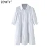 Kadınlar Yatak Pileleri Beyaz Gömlek Elbise Şık Puf Kılıf Ofisi Leydi Vestido Business Mini DS4981 210420244C