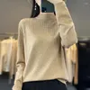 Suéteres femininos 2023 suéter de caxemira o-pescoço sólido malha meia gola alta pulôver solto top