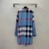 Robes décontractées de base designer femmes robe robes d'automne et d'hiver revers manches longues nouveaux vêtements de mode contraste couleur plaid imprimé design simple monde HHGZ