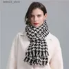 Lenços Novo Outono Inverno Quente Luxo Houndstooth Lenços Mulheres Xales Térmicos Homens Neckerchief Moda Color Match Tassel Wrap Ski Scarf Q231031