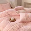Bettwäsche-Sets, luxuriös, künstlicher Schnee, Kaninchen-Fleece, Winter-Frühlings-Set, Queen-Size-warmer Bettbezug mit Laken, hochwertiges King-Size-Bett-Set 231030